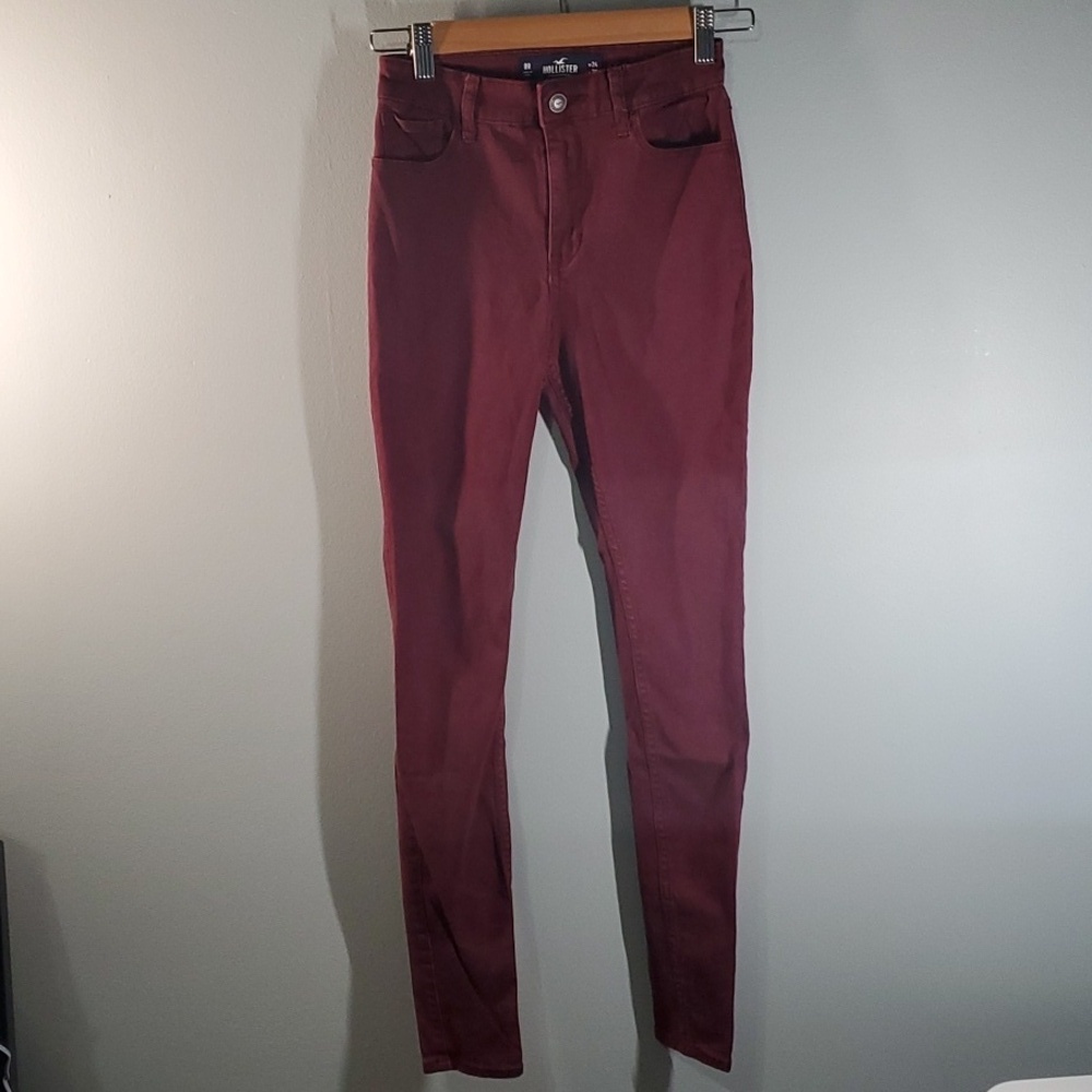 Hollister Burgundy Pants Womens Size 0 High-rise Super Skinny Classic Stretch